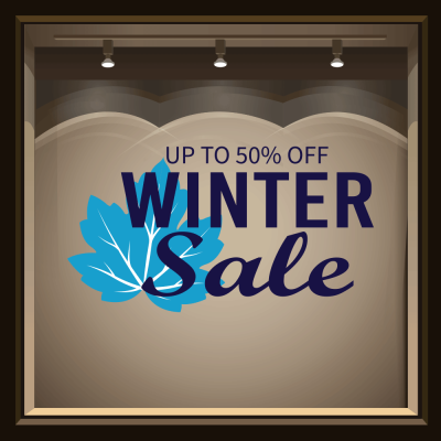 Winter Sale leaf, Εκπτωτικά, Αυτοκόλλητα βιτρίνας, 100 